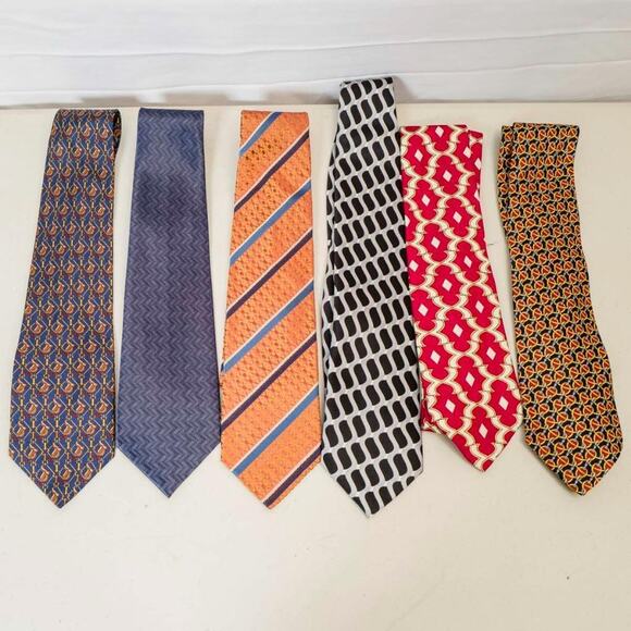 Lot of 6 Mens Neckties Pascal Salvatore Pellegrino Armani Ermenegildo Zegna - Picture 1 of 4